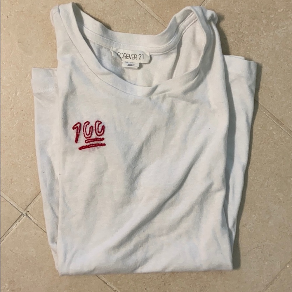 💯 emoji embroidered t shirt